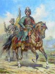 А. Теленик.Полковник и сотник на заднем плане Войска Запорожского на XVII-й в..jpg